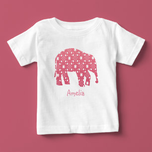 T-shirt Pour Bébé Monogramme Pink Elephant Baby