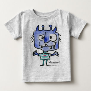 T-shirt Pour Bébé Monstre Cartoon Bleu #22 Chemise T Bébé
