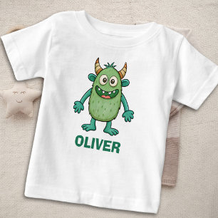 T-shirt Pour Bébé Monstre Vert Mignon Personnalisé