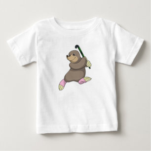 T-shirt Pour Bébé Moon au hockey avec chauve-souris de hockey
