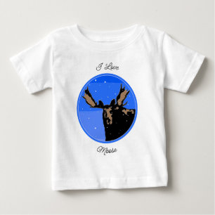 T-shirt Pour Bébé Moose en hiver - Art original de la faune