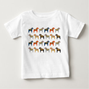 T-shirt Pour Bébé Motif d'art populaire suédois Dala Horse