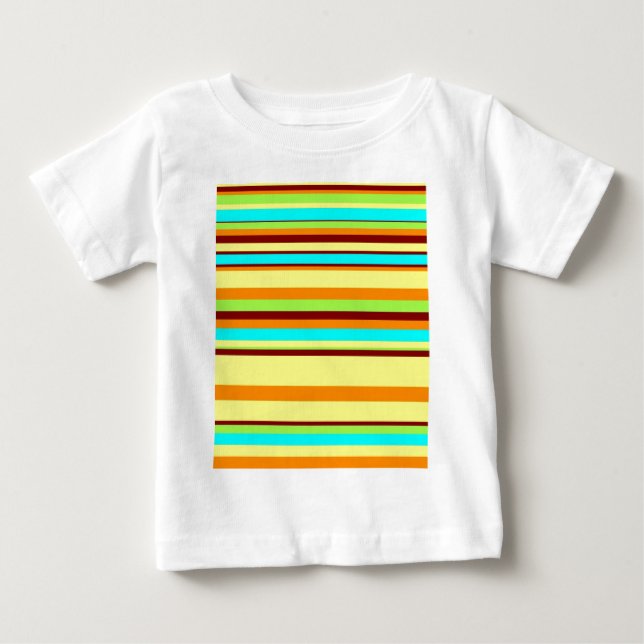 T-shirt Pour Bébé Motif de bande coloré Customisé Designer (Devant)