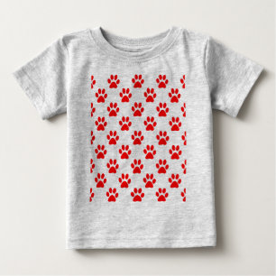 T-shirt Pour Bébé Motif de pattes de chiot rouge