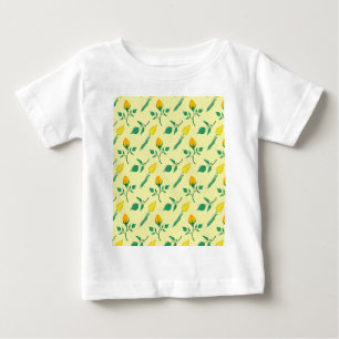 T-shirt Pour Bébé Motif floral avec rose jaune et fleurs de tulipe
