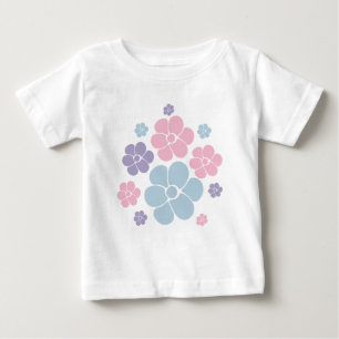 T-shirt Pour Bébé Motif floral en bleu, lilas et rose