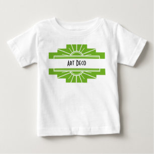 T-shirt Pour Bébé Motif Sunburst Art Déco en blanc et chaux bébé T