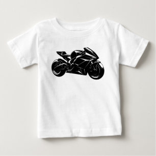 T-shirt Pour Bébé Motocyclette Futuriste Vecteur Noir Blanc