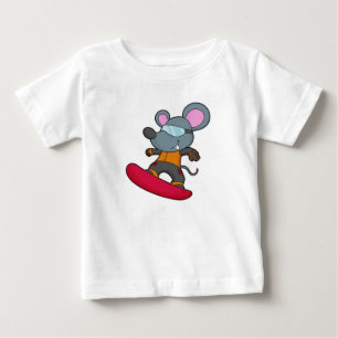 T-shirt Pour Bébé Mouse as Snowboarder