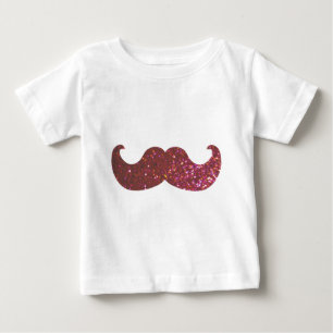 T-shirt Pour Bébé Moustache à billes roses (Graphique de Parties sci