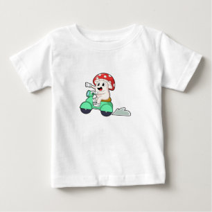 T-shirt Pour Bébé Mushroom as Biker with Scooter.PNG
