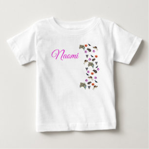 T-shirt Pour Bébé Naomi, nom avec faune australienne,