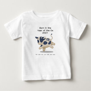 T-shirt Pour Bébé Né dans l'année du Bœuf Signe du zodiaque 2021 Mig