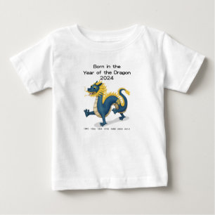 T-shirt Pour Bébé Né en l'année du Dragon 2024 Zodiaque Chinois