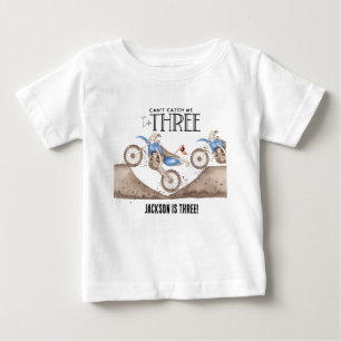 T-shirt Pour Bébé Ne peut pas m'attraper Blue Dirt Bike 3ème anniver