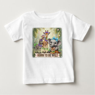 T-shirt Pour Bébé Né pour être sauvage - Bébés de la jungle -