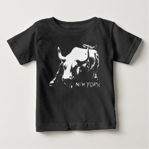 T-shirt Pour Bébé New York Souvenir Baby Organic Shirt Bull Statue