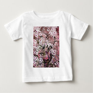 T-SHIRT POUR BÉBÉ NIVEAU D'OISEAU, FLEURS DE PRINTEMPS BLANC ROSE ET