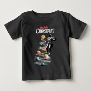 T-shirt Pour Bébé Noël dans le système solaire spatial L'astronaute 