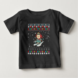 T-shirt Pour Bébé Noël du pingouin à ski