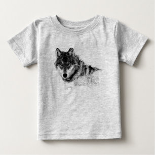 T-shirt Pour Bébé Noir Blanc Inspiration Wolf Eyes