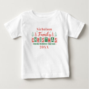T-shirt Pour Bébé Nom de famille personnalisé Red Green Noël