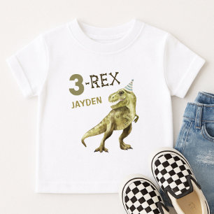 T-shirt Pour Bébé Nom de fête d'anniversaire 3-Rex Cute Dinosaur Thr