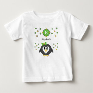 T-shirt Pour Bébé Nom de pingouin mignon étoiles jaune vert