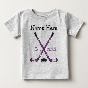 T-shirt Pour Bébé Nom du bébé de hockey personnalisé Année de naissa