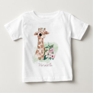 T-shirt Pour Bébé *~* Nom du bébé Giraffe Nursery Girl Jungle Sweet 