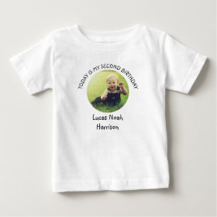 T-shirt Pour Bébé Nom du deuxième Anniversaire Cute Photo ronde Fête