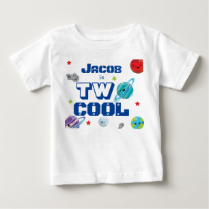 T-shirt Pour Bébé Nom est Deux Planètes spatiales cool stars fête d'