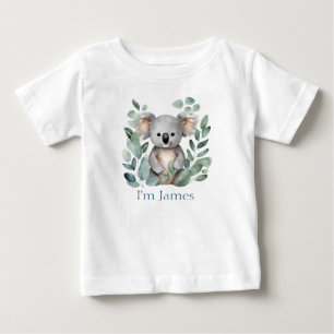T-shirt Pour Bébé Nom jumeau personnalisé Aquarelle Koala Ours