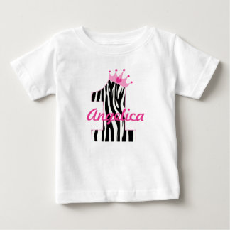 T-shirt Pour Bébé Nom personnalisé 1er anniversaire Zebra princesse