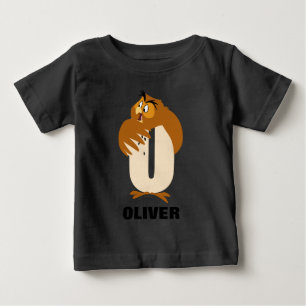 T-shirt Pour Bébé O est pour Owl Ajouter votre nom