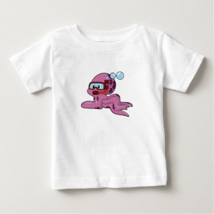 T-shirt Pour Bébé Octopus comme plongeur avec tuba