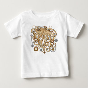 T-shirt Pour Bébé Octopus Steampunk Surreal Retro Style Machine