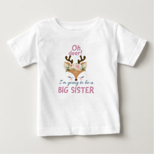 T-shirt Pour Bébé Oh Deer Je Vais Être Une Grande Soeur, Grossesse