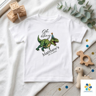 T-shirt Pour Bébé Oh Garçon! Cadeau de Naissance Dinosaure Mignon