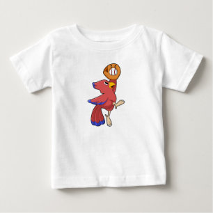 T-shirt Pour Bébé Oiseau au baseball avec gant de baseball