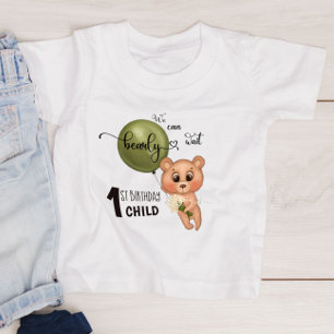 T-shirt Pour Bébé On peut attendre (à peine) le 1er anniversaire enf