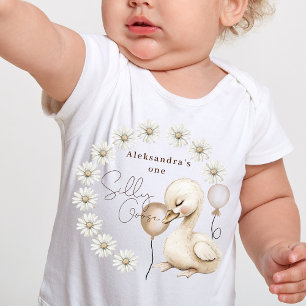 T-shirt Pour Bébé One Silly Goose Neutral Boho Baby 1er anniversaire