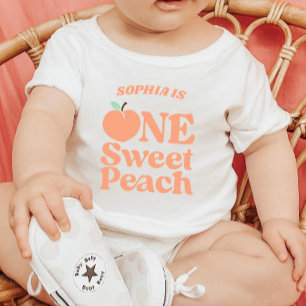 T-shirt Pour Bébé One Sweet Peach Orange Première fête d'anniversair