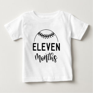 T-shirt Pour Bébé Onze Mois de baseball Baby Milestone -