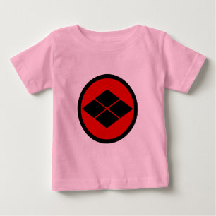T-shirt Pour Bébé Oriental Noir Rouge Takeda Japon Mon Vector Art