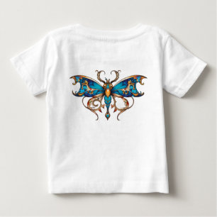 T-shirt Pour Bébé Orné Royal Bleu Or Baroque Papillon Bébé