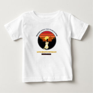 T-shirt Pour Bébé Où le monde se termine | Chat mignon Rétro Coucher