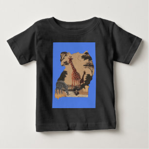 T-shirt Pour Bébé Ouganda - Carte de la faune - Imprimer