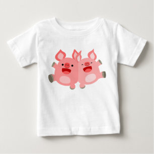 T-shirt Pour Bébé OUI ! ! T-shirt bébé cochons en caricature mignonn