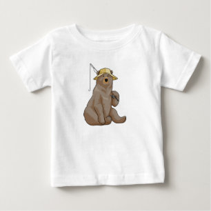 T-shirt Pour Bébé Ours à la pêche avec une baguette de pêche